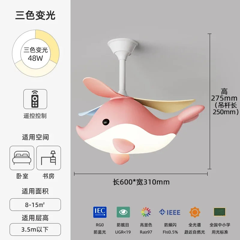 Children's Room Ceiling Led Light Creative Cartoon Airplane Chandelier Personality Boys and Girls Bedroom Lamp Fan Light Fixture
