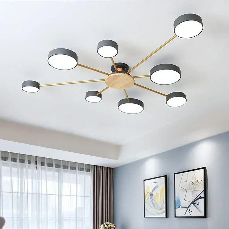 Nordic Creative Macaron Log LED Ceiling Light Bedroom Living Room Chandelie Modern Villa Restaurant Interior Lighting Decoration