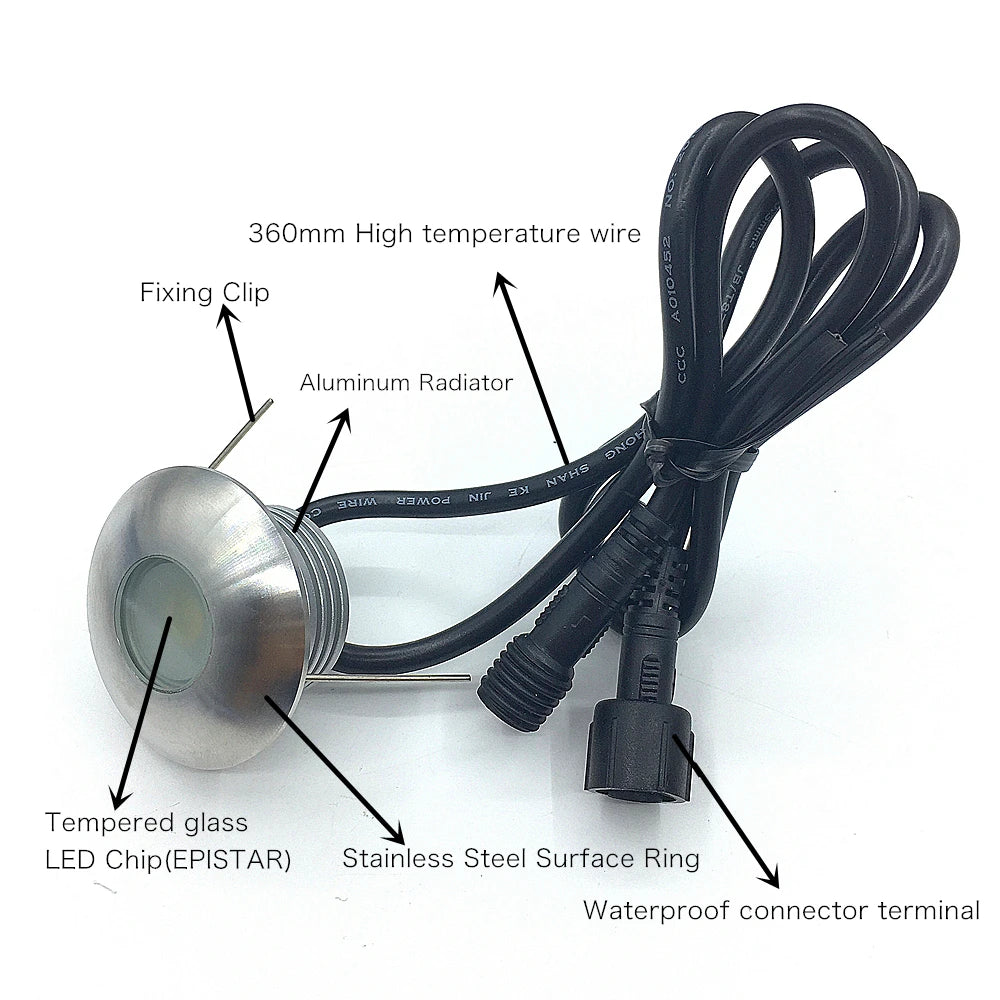 1W Outdoor Embedded LED Stairs Light - IP67 Waterproof Step Wall Lamp