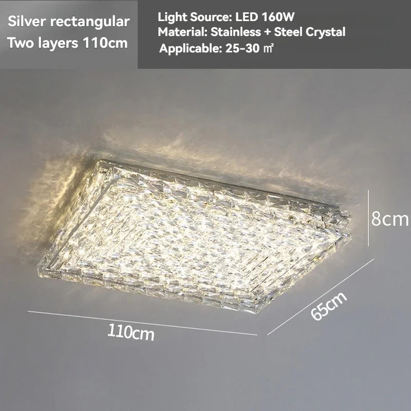 Luxury Modern Crystal Ceiling Light Chandelier - Flush Mount Ceiling Lamp Fixture for Living Room, Master Bedroom & Home Decor