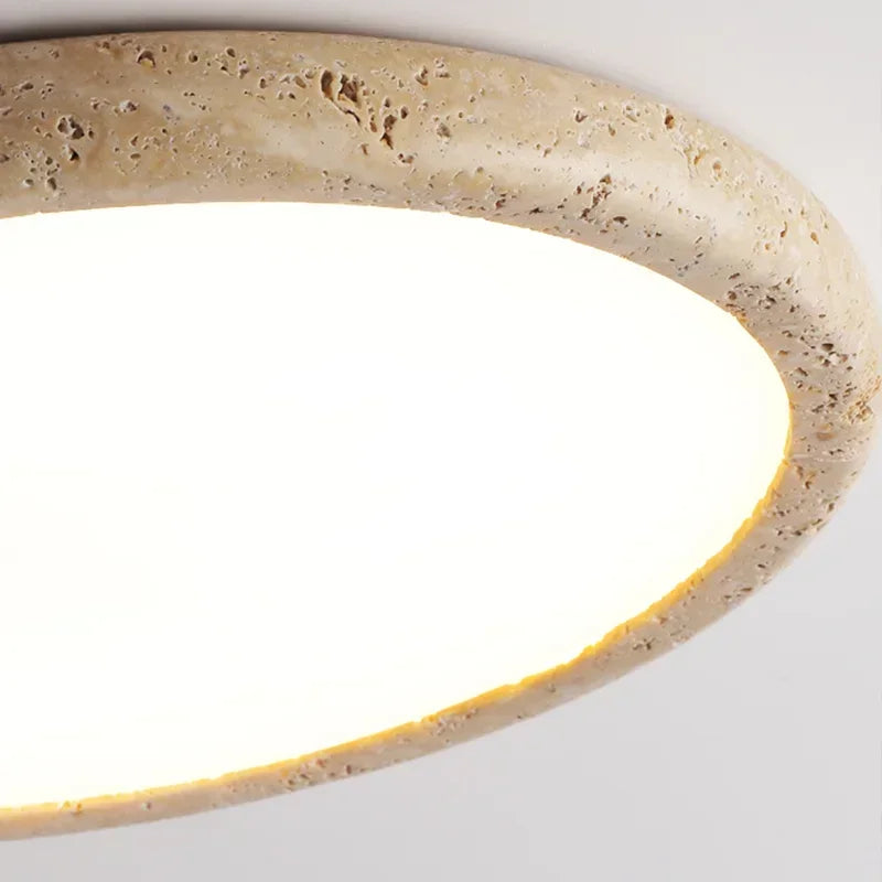 Nordic Yellow Travertine Simple Ceiling Light Retro Cream Style Living Room High-end Feeling LED Modern Bedroom Decorate Texture