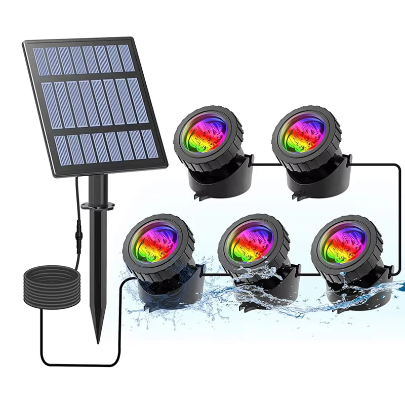 Solar Underwater RGB LED Landscape Spotlight (IP68 Waterproof) - Outdoor Solar Light for Ponds, Pools, Gardens & Aquariums