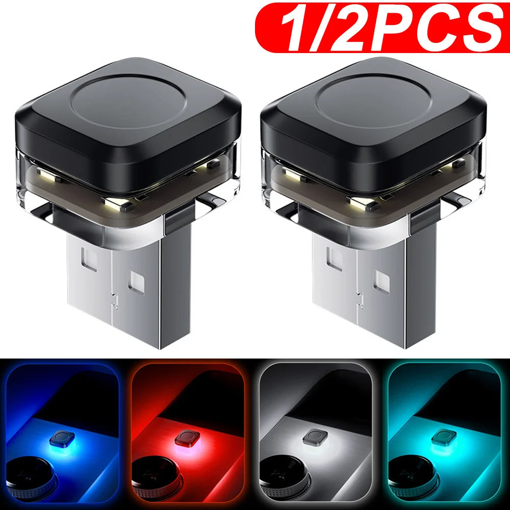 Mini USB Car LED Light - 1/2PCS Auto LED Interior Atmosphere Lamp