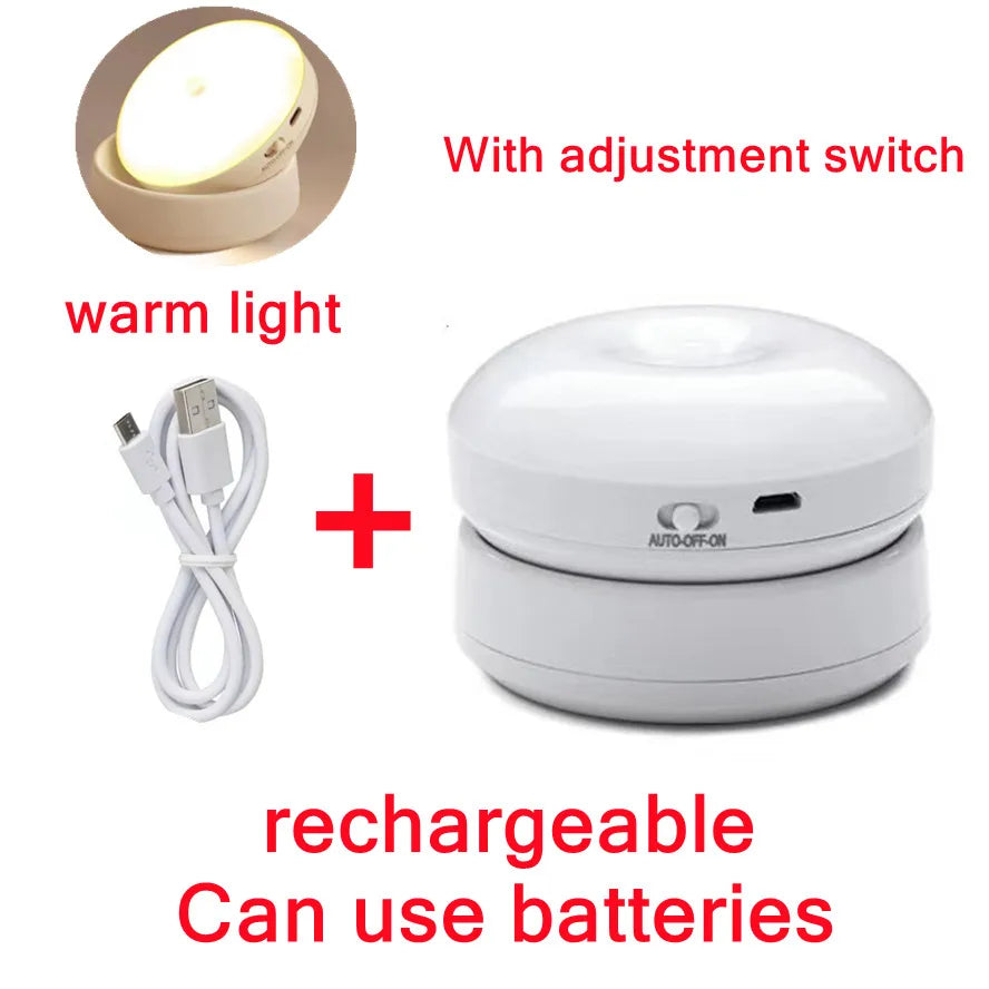 Wireless LED Motion Sensor Night Light - USB Rechargeable Closet & Cabinet Lamp