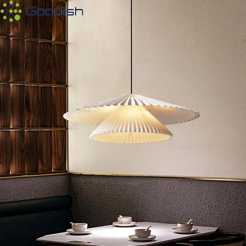Japanese Creative Pleated Fabric Pendant Light - Modern Cloth Shade Ceiling Chandelier Lamp Fixture for Bedroom, Living Room, Dining Room & Kitchen