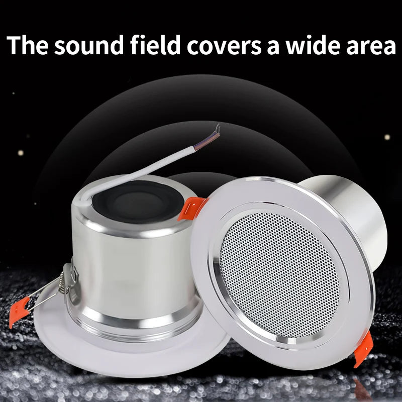 3inch 5W Bathroom Ceiling Speaker Background Music System Moisture-proof Aluminum Fashion Sound Quality In-ceiling Speaker