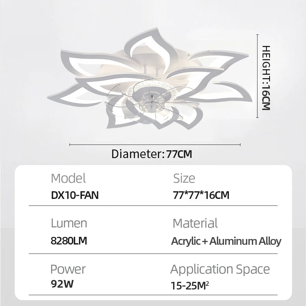 Modern LED ceiling fan lights with remote control chandelier lights Lamps for room living room dining room home appliance