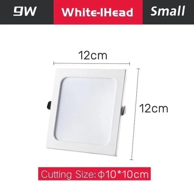 Ultra-Thin Square LED Recessed Downlight - 9W 12W 24W Ceiling Grille Panel