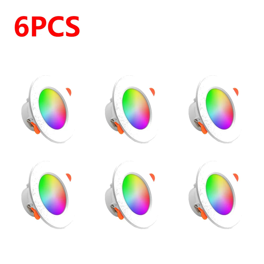 1-10pcs Tuya Bluetooth Smart LED Downlight Full RGB Color Dimming 3 Inch Tuya Bluetooth Control Tuya Downlight 10W 85-265v