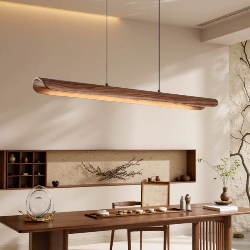 Song Dynasty Aesthetic White Wax Wood Restaurant Chandelier Tea Room Straight Line Office Desk Chandelier