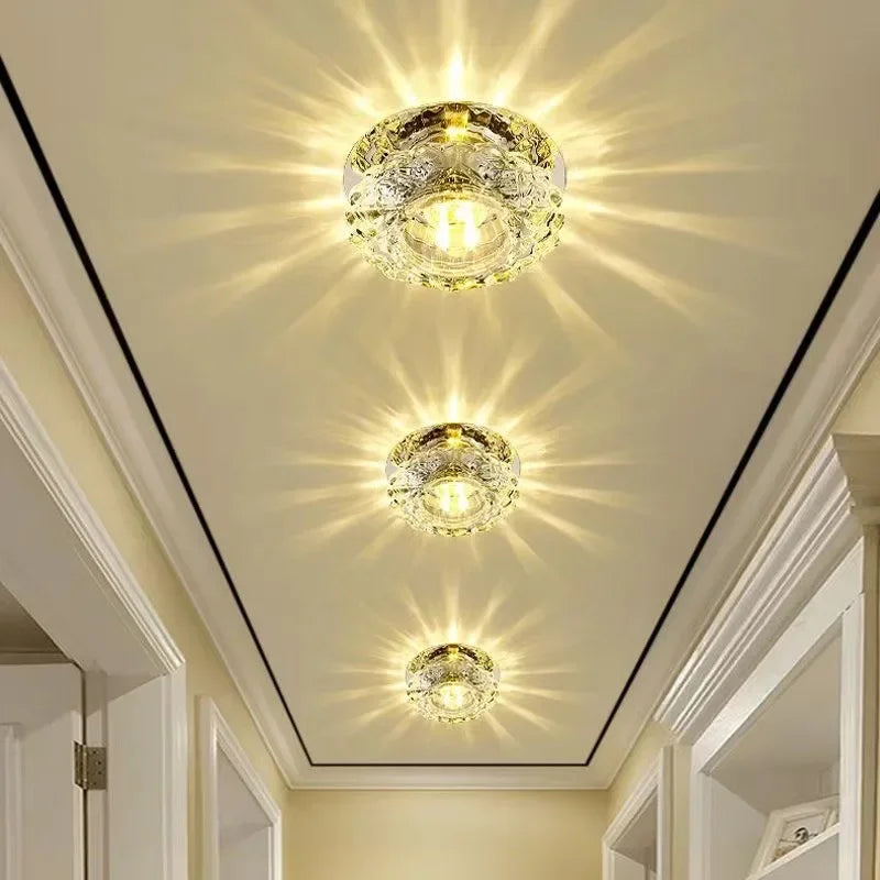 LED Crystal Embedded Ceiling Light for Home Living Room Corridor Decorative Ceiling Lamp Porch Balcony Indoor Lighting