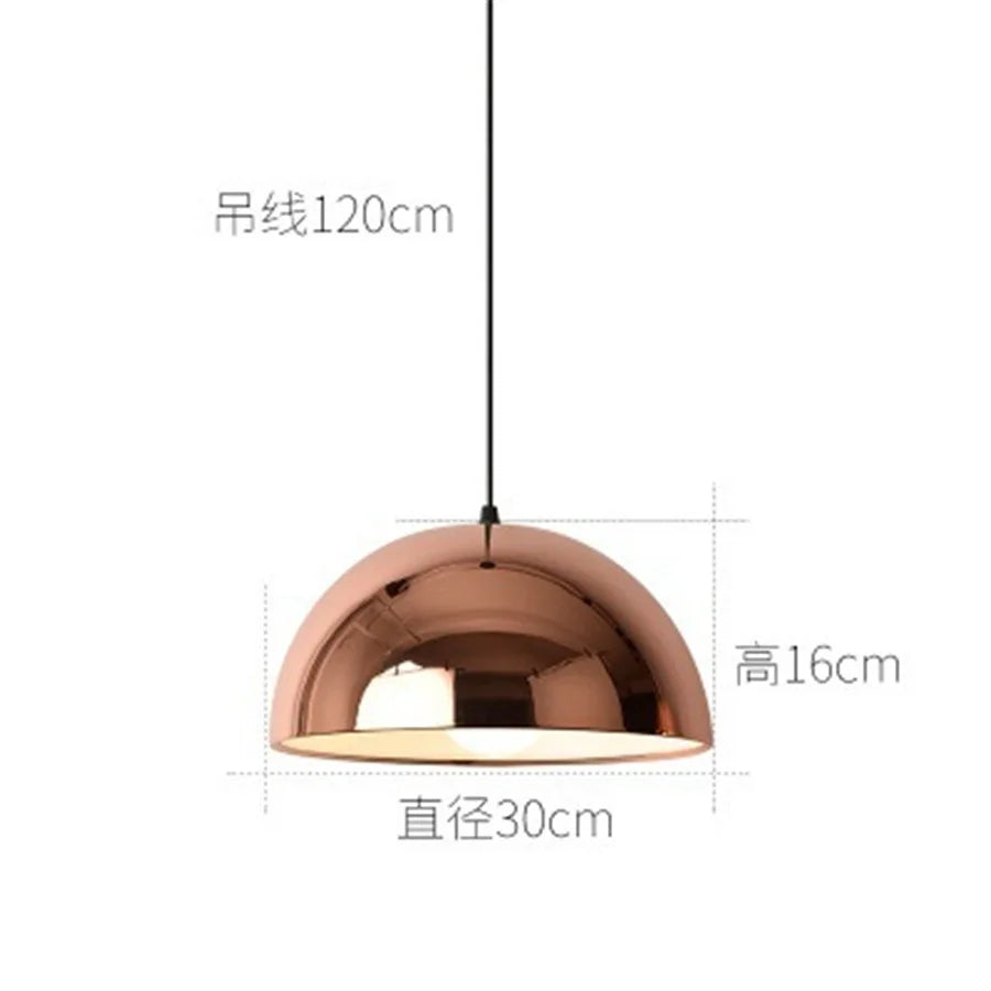 Rose Gold Electroplating Mirror Globe Pendant Lamp - E27 Glass Ball Light