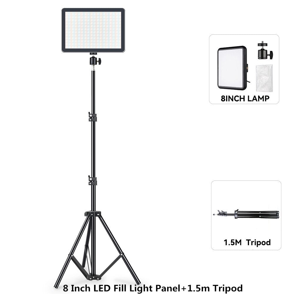 LED Fill Lamp Video Light Panel 2800-7000K Photography Lighting Live Stream Photo Studio Light Kit For Live Stream Tiktok