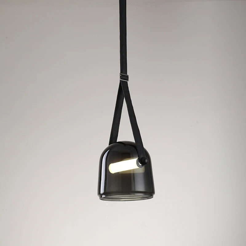 Modern Glass LED Pendant Light Art Leather Designer Bedside Hanging Lamp for Living Room Indoor Decorative Lighting