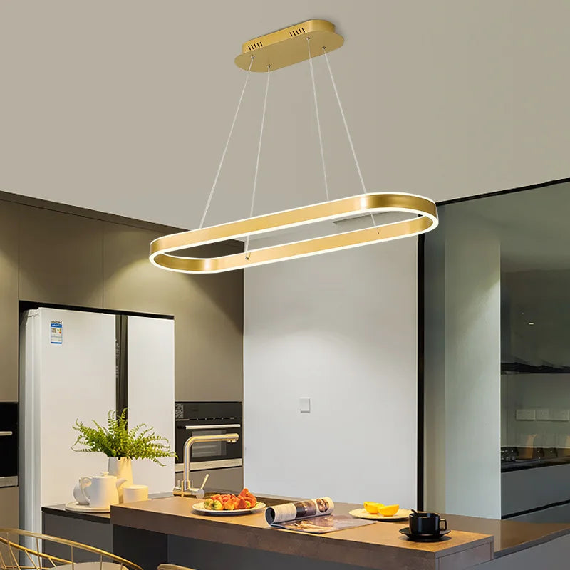Nordic LED Restaurant Chandelier Ring Aluminum Chandelier Suitable For Kitchen Restaurant Hanging Chandelier Lustre Lighting