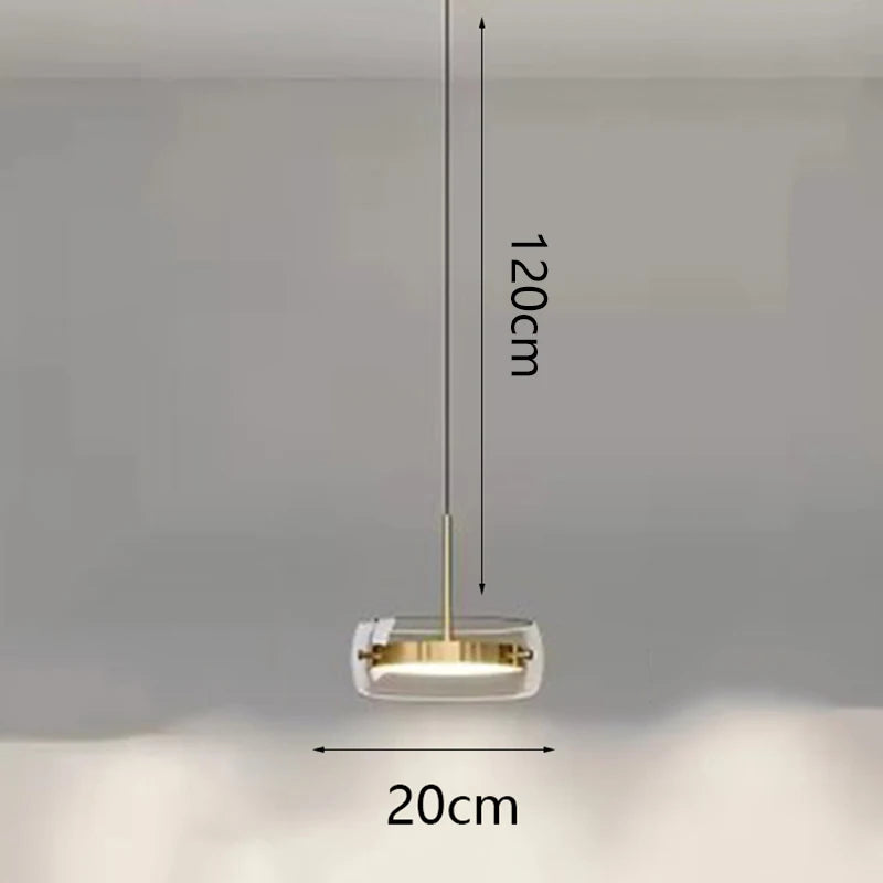 LED Italian minimalist restaurant pendant light, high-end glass dining table bar, desk lamp, modern island dining room lighting