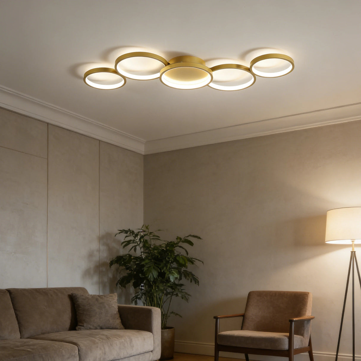 Golden LED Ceiling Light 110v 220v 3 Colors Dimming Modern Creativity Remote Control Living Room Bedroom Aluminum Lamp