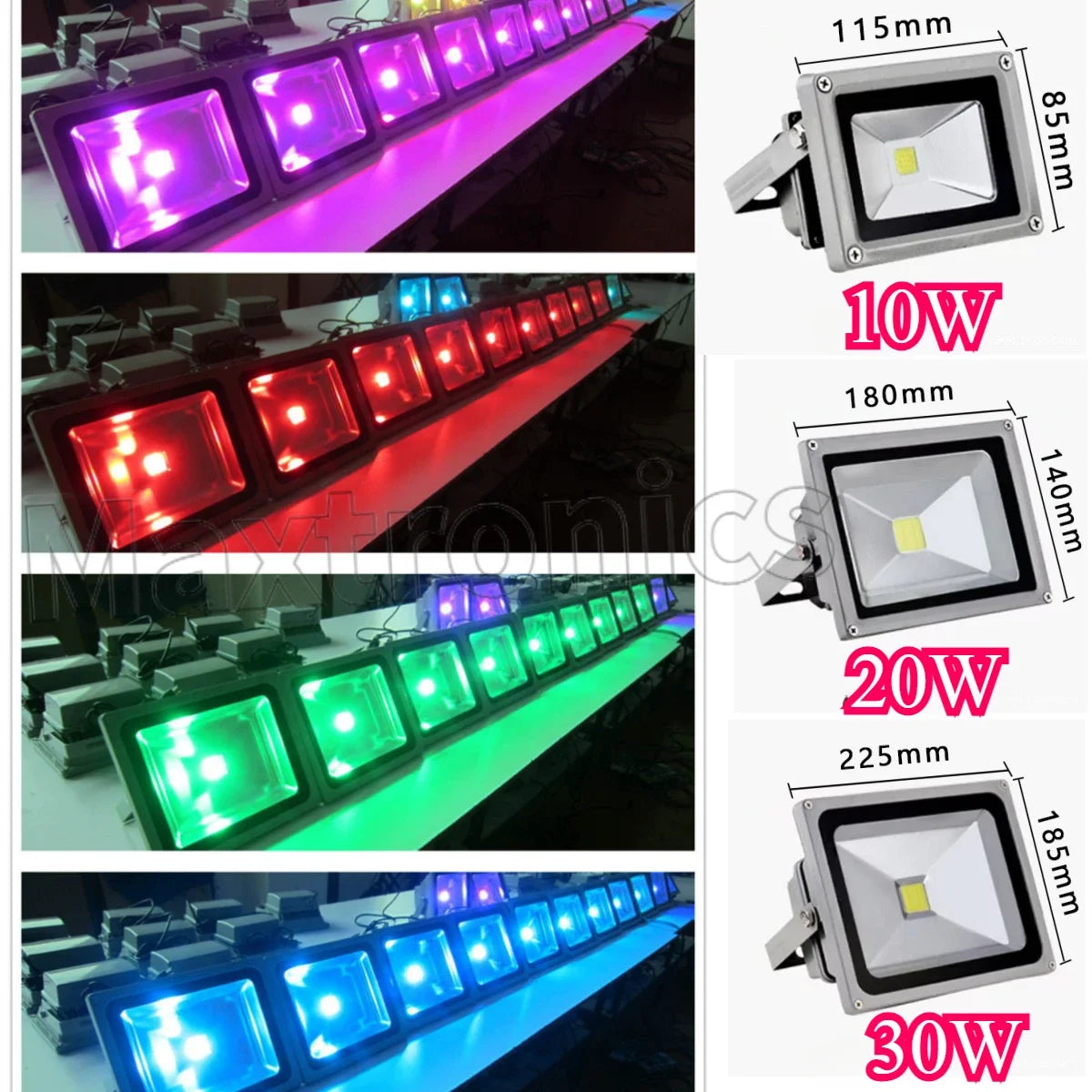 NEW 7 Color RGB LED Spotlight With Remote 10W 20W 30W 50W IP65 Waterproof for Outdoor Garden Projector Lighting LED Flood Lights