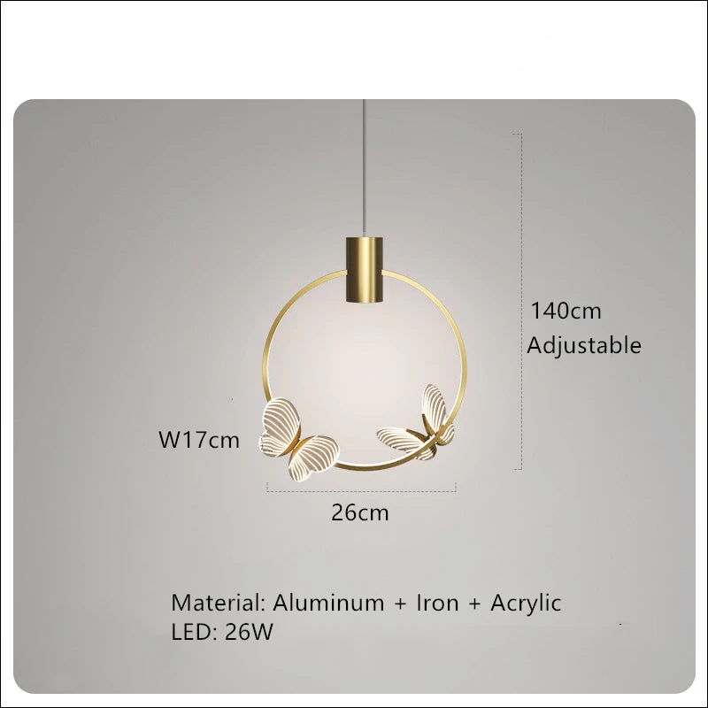 Nordic Luxury Butterfly LED Lights High Quality Bedside Lamp for Bedroom Restaurant Living Room Decoration Acrylic Chandelier
