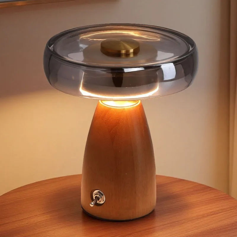 Nordic Wood Glass High-end LED Decoration Table Lamp With Plug Desk Light For Living Room Bedroom Study Lighting Fixtures