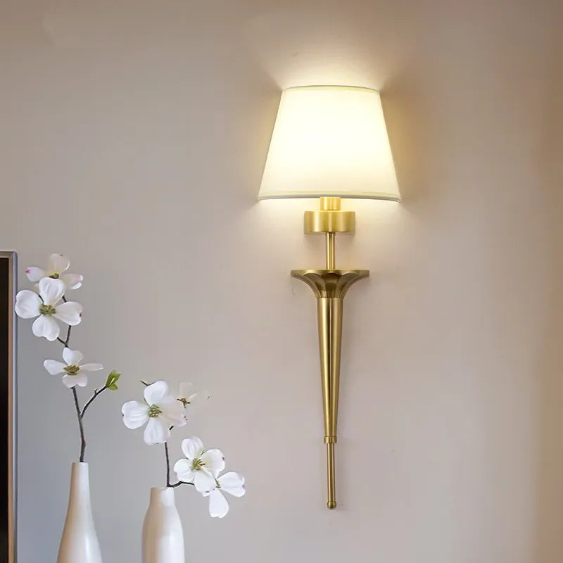 modern Wall Lamp American Style All Copper Wall lamps For Living Room Bedroom Nordic Decor loft Fixtures Home Bedside Wall Light