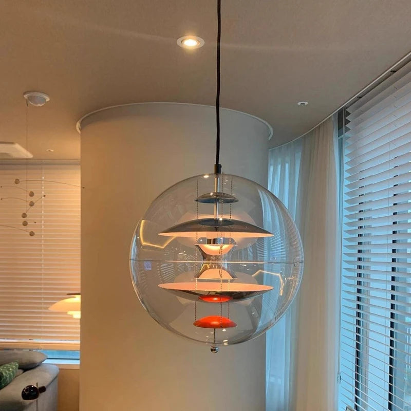 Modern Acrylic Pendant Light, White Gold Silver Circular Danish Design Pendant Light Nordic Luxury Bedroom Decoration Lamp