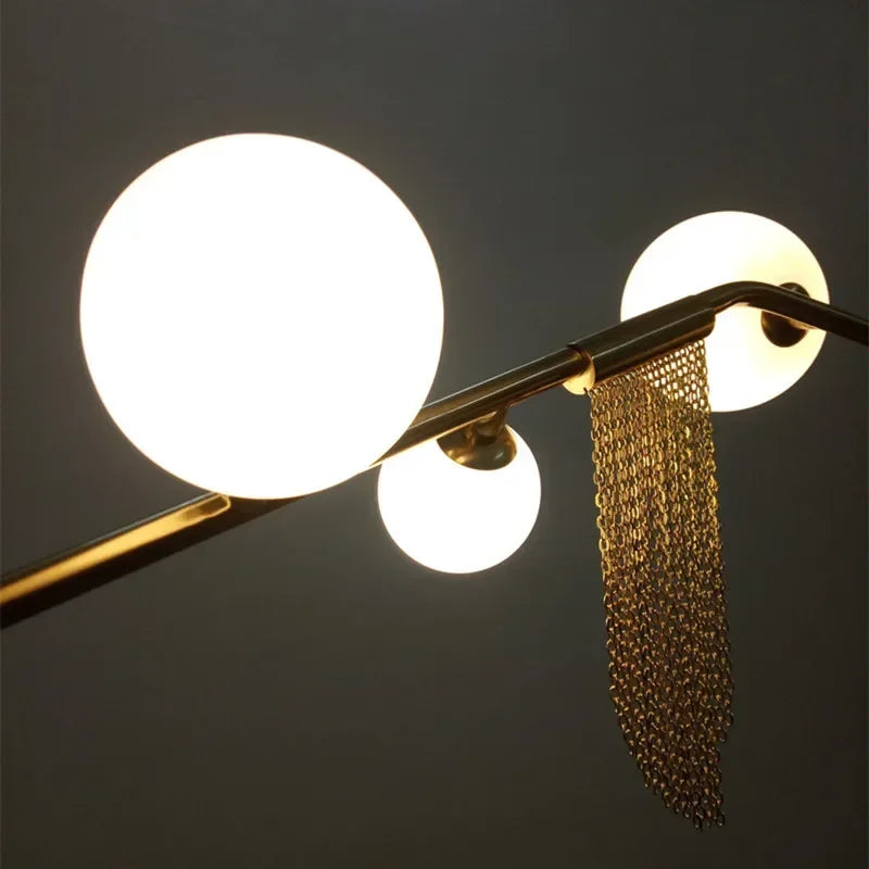 Designer G9 Chandelier Gold Tassel Led Glass Pendant Chandelier Lighting Living Room Rod Hanging Lamp Fixtures Room Decor
