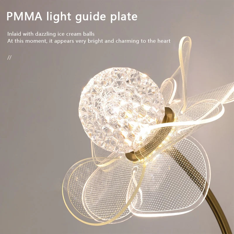 Modern LED wall lamp Electroplated Flower Shaped Bedroom Bedside Light Study Dining Room Living Room Background Decoration Lamp