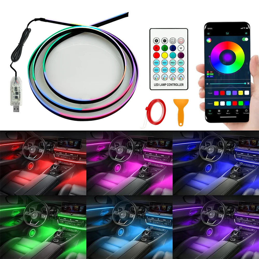 43.31" Streamer Car Ambient Light - RGB 64 Color Universal LED Interior Strip