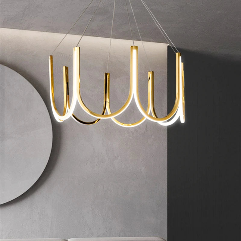 Nordic Gold Postmodern Minimalist Led Ceiling Chandelier For Living Room Bedroom Restaurant Indoor Lighting Pendant Lamp