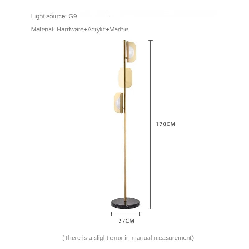 Nordic Minimalist Living Room Sofa Staircase Corner Light Dining Room Bedroom Decoration Long Pole Long Arm Marble G9 Floor Lamp