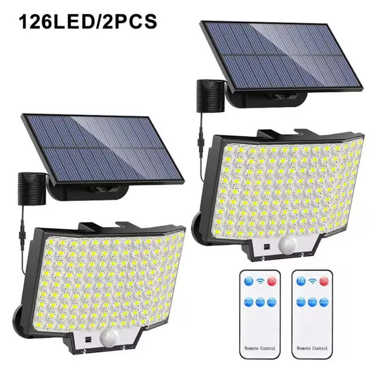 348 LED Solar Motion Sensor Outdoor Light - Powerful Waterproof Security Spotlight Wall Lamp for Garden, Yard & Garage