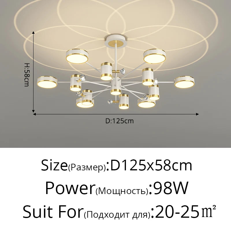 2025 Modern LED Chandelier For Living Room Bedroom Dining Room Kitchen Smart Remote Ceiling Pendant Light Indoor Decorative Lamp