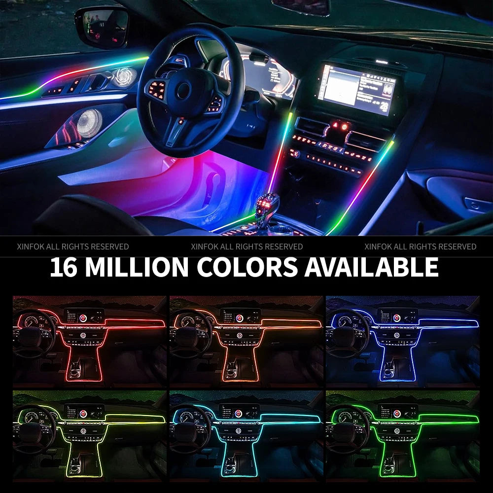 43.31" Streamer Car Ambient Light - RGB 64 Color Universal LED Interior Strip