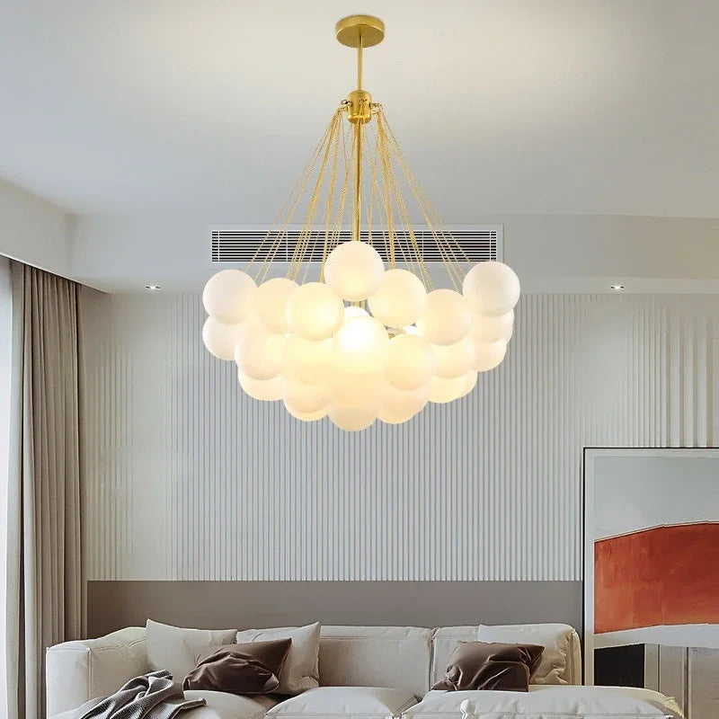 Modern Glass Balls Chandeliers Black/Gold Dining Living Room Bedroom Cafes Hall Home Decor Pendant Light Indoor Lustre Luminaire