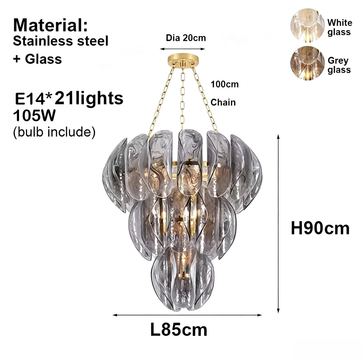 Luxury Murano Glass Chandelier (French Vintage Style) - Handcrafted Artisan Pendant Hanging Light Fixture for Living Room & Ceiling Decor