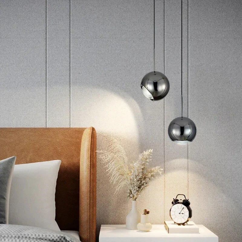 Modern Adjustable Angle LED Round Pendant Light - Stretchable Minimalist Chandelier Lamp for Bedroom Bedside, Dining & Home Decor