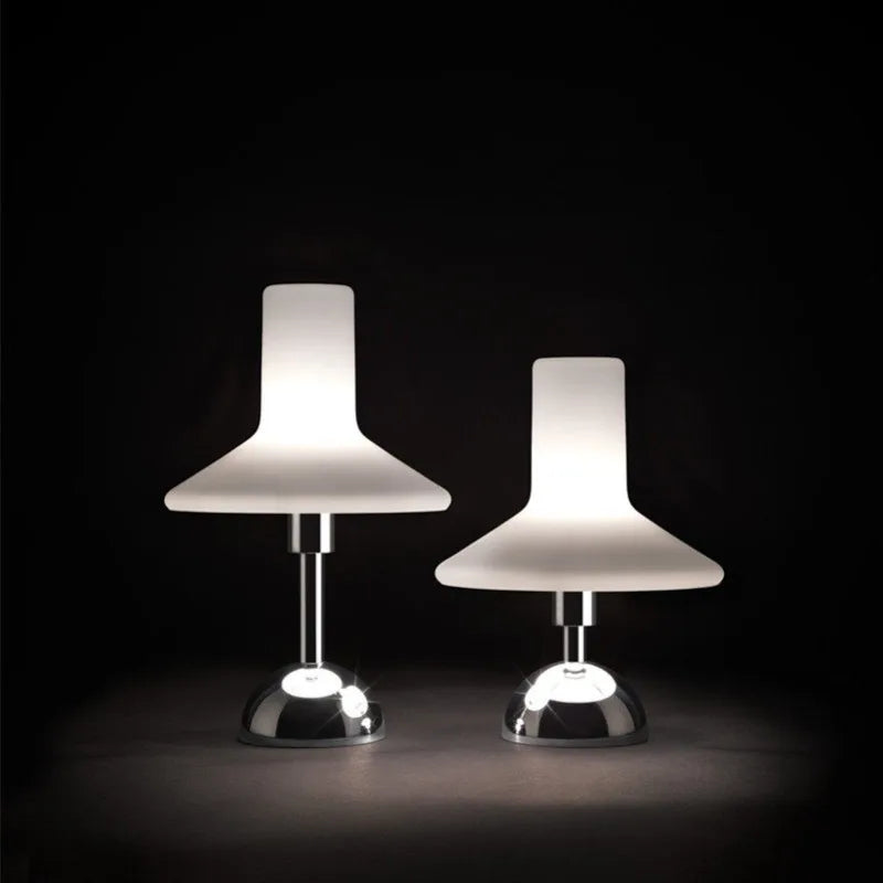 Modern Glass Hat Table Lamp Bedroom Bedside Living Room Study Office Hotel Designer Creativity Touch Charging Night Desk Lights