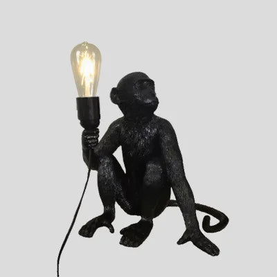 Nordic Resin Monkey Wall Lamp, Creative Animal Rope Light for Kids Room, Restaurant, Bar & Corridor Decoration