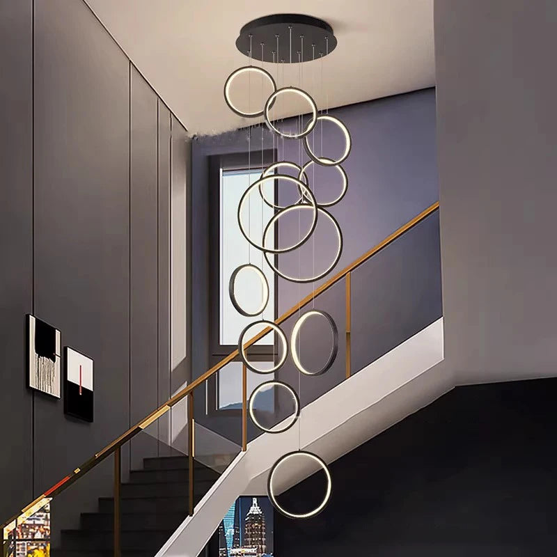 Contemporary Glass Globe Chandelier – Matte Black & Gold LED Pendant Light for Modern Living Room – Designer Indoor Hanging Light Fixture