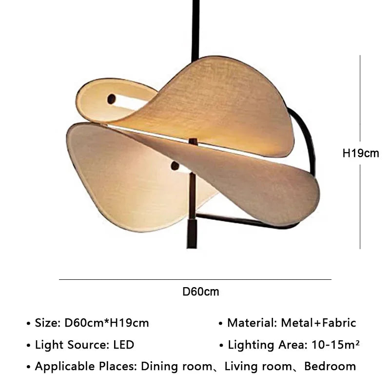 Nordic Fabric Pendant Light - Modern Textile Ceiling Chandelier Fixture for Living Room, Dining Room, Bedroom & B&B Decoration