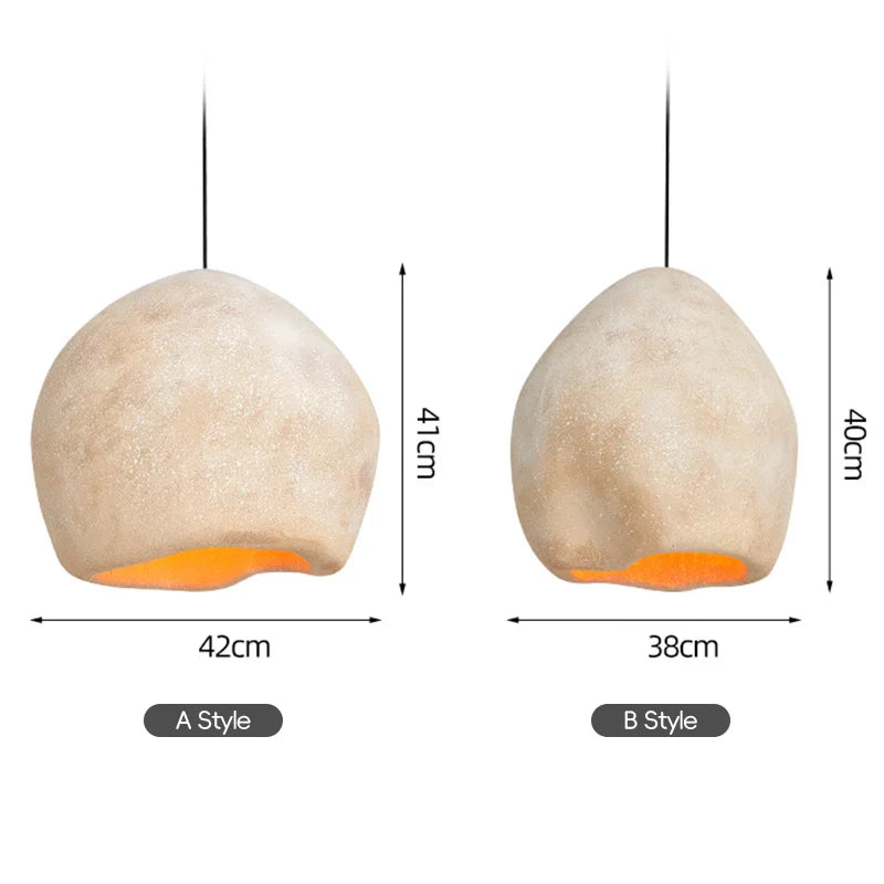 Japanese Wabi-Sabi Pendant Light - E27 LED Ceiling Lamp for Bedroom (3000K)