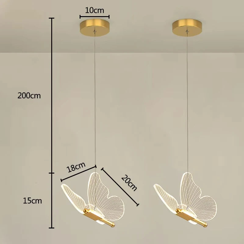 LED Pendant Light Fixture Butterfly Hanging Lamps For Ceiling Kitchen Bedside Living Room Decor Pendant Lamp