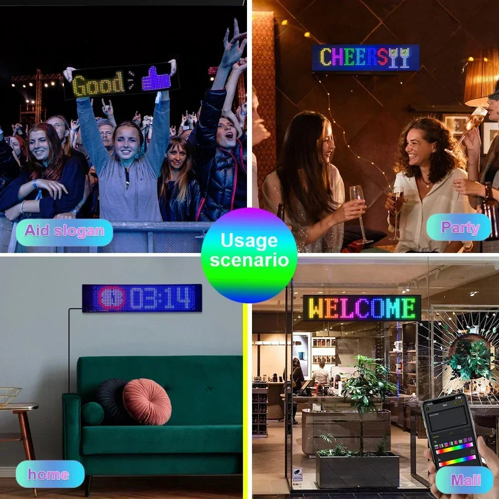 Smart Bluetooth APP LED Matrix Pixel Panel Programmable Flexible Scrolling LED Display Night Light for Car Store Hotel Bar