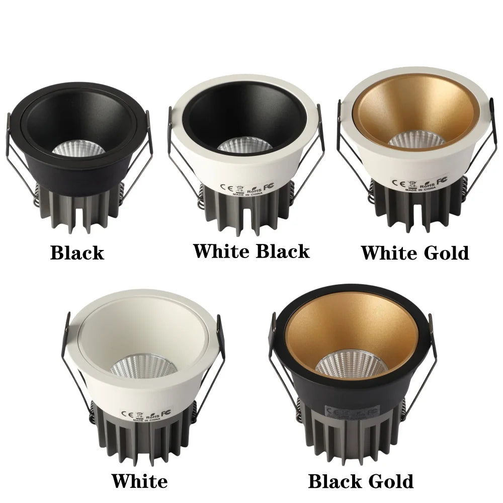 Dimmable Led Downlight Recessed Ceiling Lamp Spotlight Aluminum COB 110V 220V Home Office Store Spot led Hole 65/75/90mm