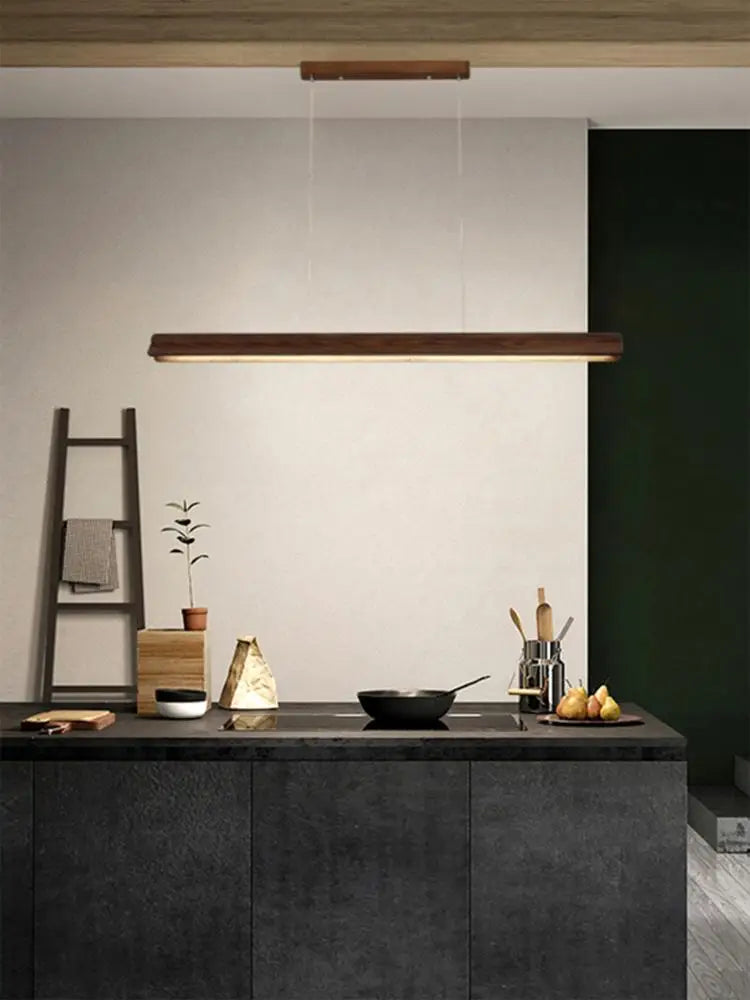 Nordic wood grain simple long dining table pendant lamp living room kitchen artistic luster home decoration lighting fixture