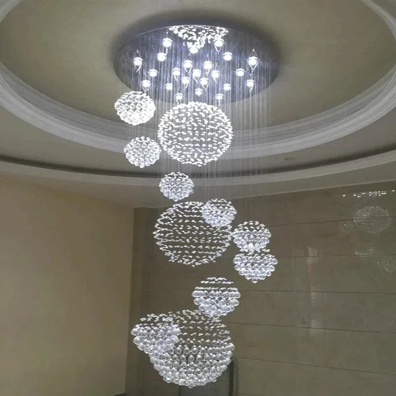 Modern Crystal Ceiling Chandelier Decoration High Spiral Large Raindrop Flush Mount Fixture Lamps Living Room Hall Led Lights