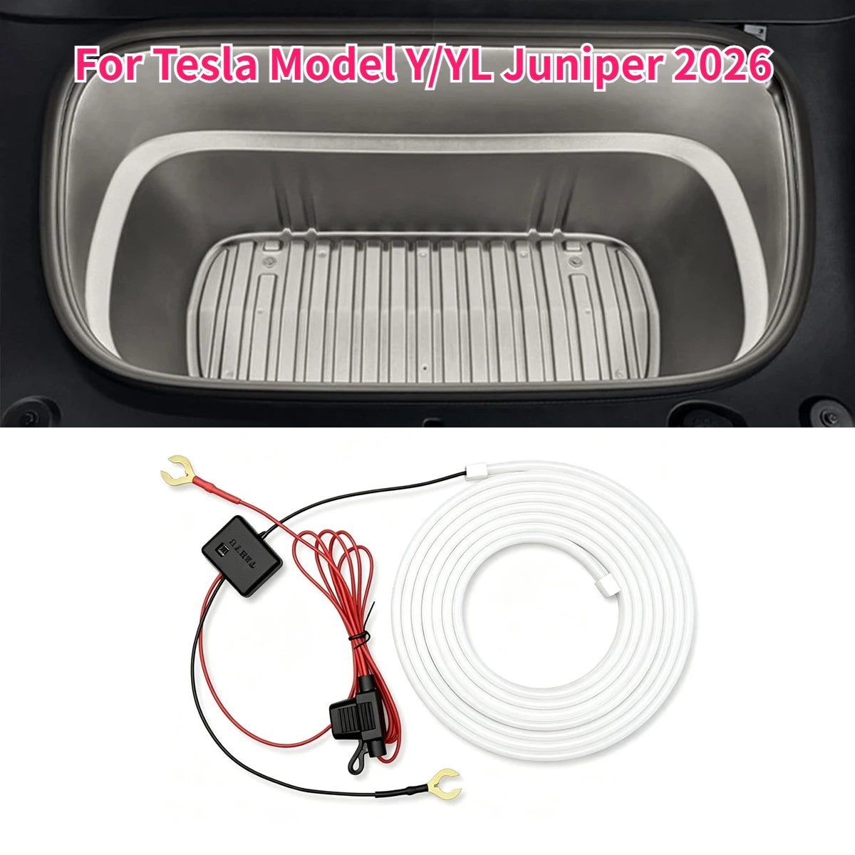 For Tesla Model YL Model Y Juniper 2026 Front Trunk Frunk LED Ambient Surround Light Flexible Strip Decorative Lamp Accessories