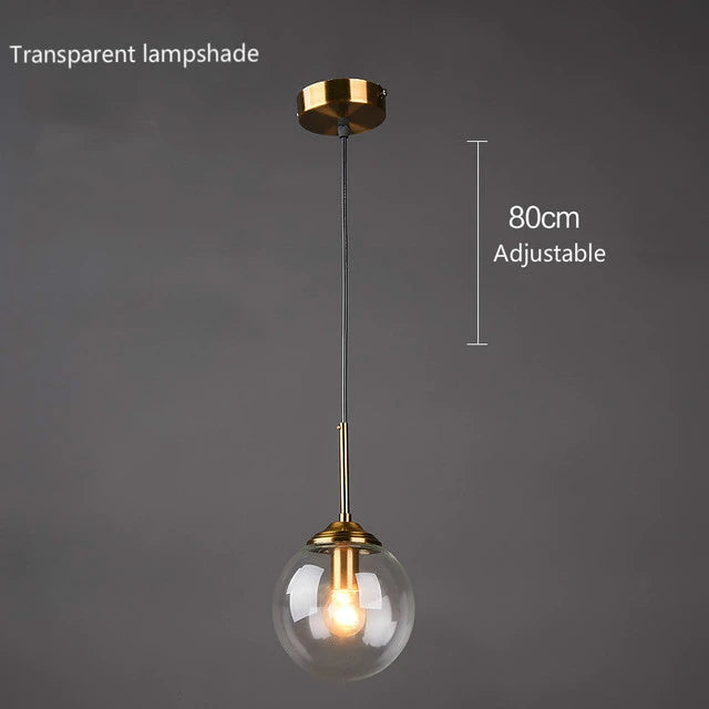 Nordic LED Glass Ball Pendant Lamp Home Indoor Decors Hanging Chandeliers Lighting Dining Room Restaurant Smoke Gray Suspension