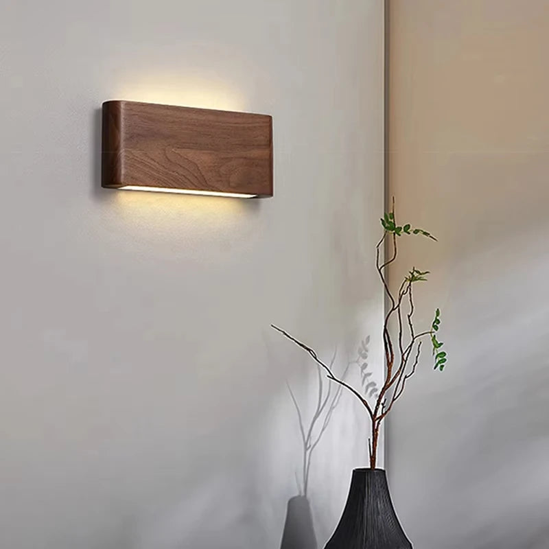 LED Wooden Wall Lamp for Living Room Bedroom Bedside Corridor Stairs Indoor Modern Home Decoration Up Down Wall Sconce Lights 
